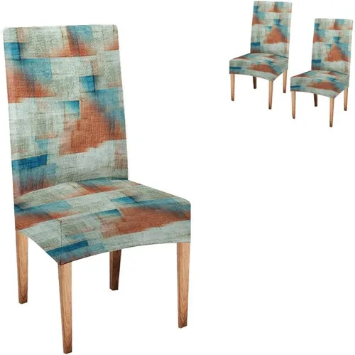 Vista 108 de TOMWISH Fundas para Sillas De Comedor 6, Fundas para sillas de comedor, pintura de arte abstracto, funda extraíble elástica de elastano para silla