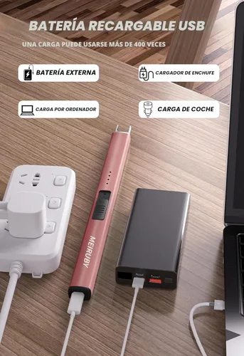 Vista 3 de MEIRUBY-Encendedor eléctrico, encendedor de velas recargable USB, encendedor de arco, encendedores para velas, campamento, barbacoa, uso familiar