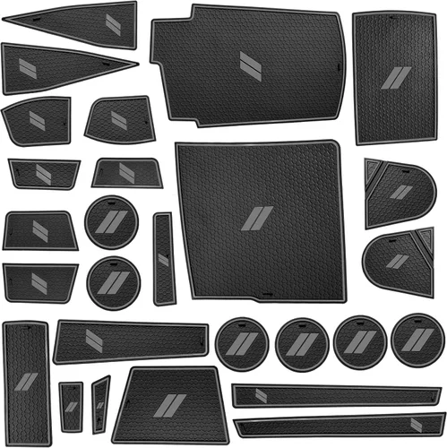 Vista 13 de para Accesorios de Dodge Durango 2021 2022 2023 2024 2025 2026 (Versión de 7 Asientos) Alfombrilla de Forro de Consola Central Insertos de Rojo