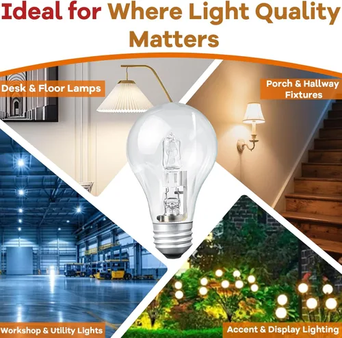 Vista 7 de Paquete de 6 bombillas halógenas 043168787963 – 43 W 120 V A19 E26 base, repuesto para bombillas 78796