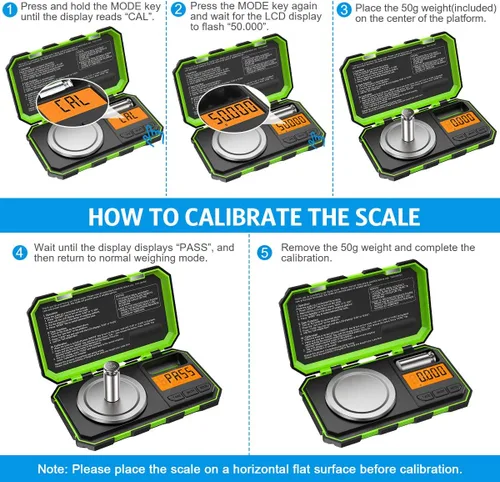 Vista 6 de Báscula digital profesional de miligramo, 1.76 oz (actualizada) báscula de joyería de tamaño de bolsillo de alta precisión máxima, báscula