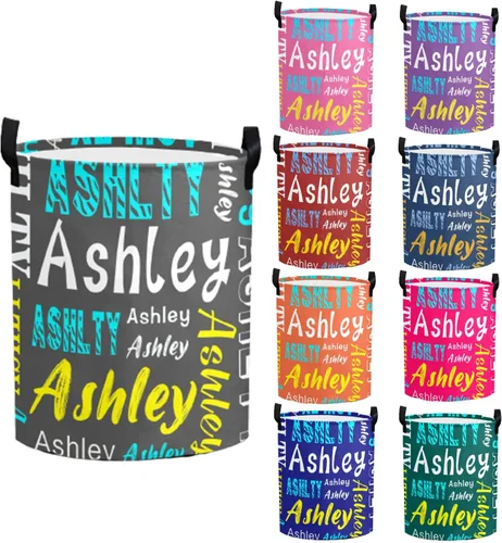 Vista 23 de Cesta de lavandería personalizada con nombre, cesta de lavandería plegable con asa para baño, sala de estar, dormitorio