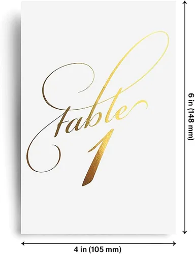 Vista 5 de Bliss Collections Números de mesa, lámina dorada, tarjetas de doble cara y tarjeta de mesa para tu boda, recepción, aniversario, fiesta