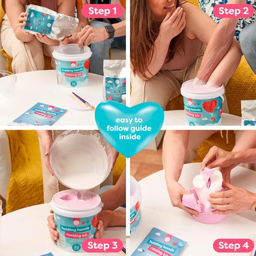 Vista 4 de chuckle Kit de Moldeado de Manos Sostenidas para Parejas con Base y Pinturas, Kit de Escultura de Manos Kit de Moldeado de Manos, Kit de Moldes
