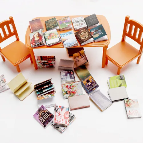 Vista 2 de 30 piezas de miniaturas a escala 1:12, libros para casa de muñecas, mini libros para decoración de casa pequeña