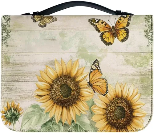 Vista 18 de Cozeyat American Flag Bible Cover Large Size Church Study Book Carrying Bag Highland Cow Bible Protective Case with Handle and Zippered Pocket for