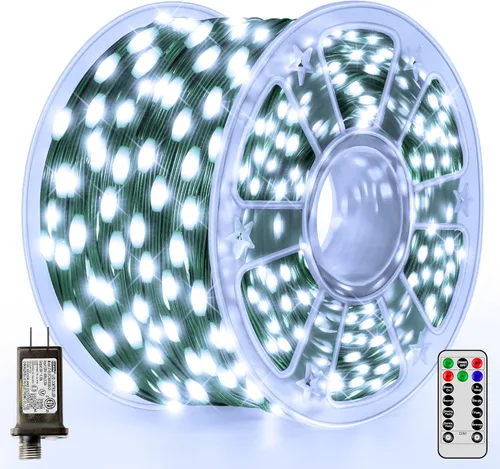 Vista 8 de LumiGlow - Luces de Navidad de 1200 LED, 394 pies, luces de árbol de Navidad impermeables IP67 con 8 modos, luces de cadena para exteriores