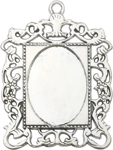 Vista 2 de 20 unidades de bandejas base para colgante con bisel oval de 18 x 25 mm, bandejas de engaste de cabujón, colgantes en blanco, 20