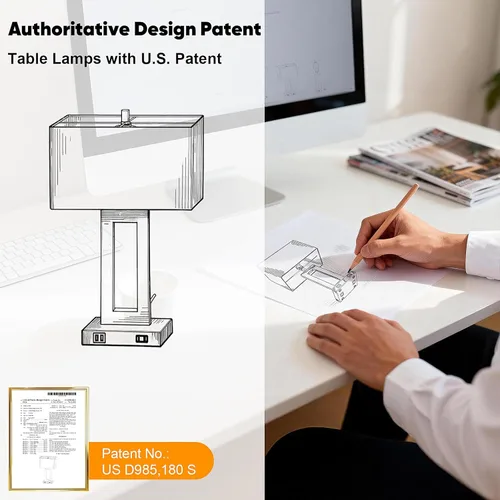 Vista 2 de TOBUSA 28’’ Tall Lamps for Living Rooms Set of 2, Modern Black Touch Control Table Lamps for Bedroom, 3 Way Dimmable Bedside Lamps with 2 USB