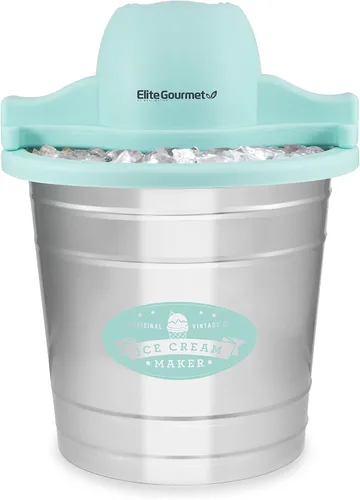 Vista 11 de Elite Gourmet Maxi-Matic EIM-924L Máquina para hacer helados eléctrica de 4 cuartos estilo antiguo, cubeta de pino
