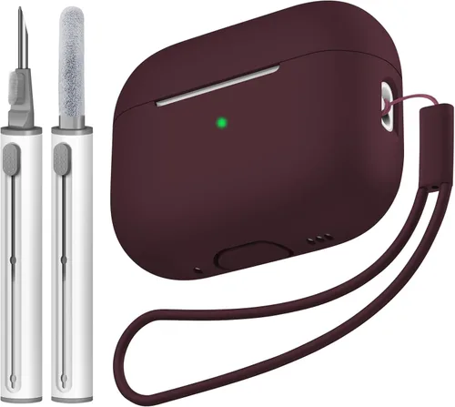 Vista 23 de Compatible con Airpods Pro 2 Case, Funda Protectora de Piel de Silicona Suave con Kit de Limpieza y Cordón Compatible para AirPod Pro de 2ª