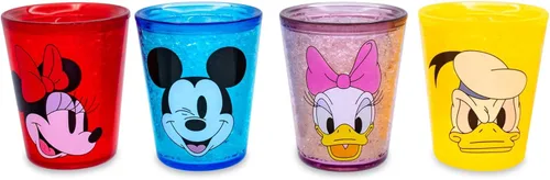 Disney Mickey Mouse and Friends Faces - Mini tazas de gel de congelación de plástico de 1.5 onzas, juego de 4 | Enfriador de vasos con aislamiento