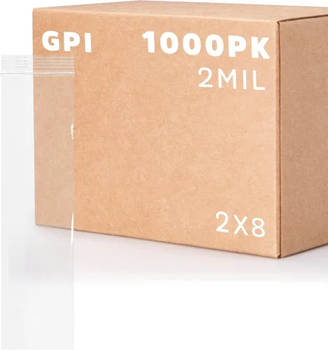Vista 48 de Bolsas con cremallera de 2 x 8 pulgadas de largo, paquete de 100 bolsas de plástico transparente con cierre con cremallera, 2 mil de grosor, bolsas