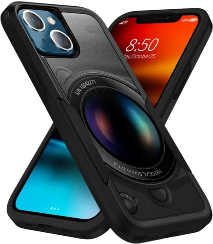 Vista 22 de CasesOnDeck Grip Case Compatible with Apple iPhone 14 (6.1") / iPhone 14 Case [Dual Tactical] Slim Heavy Duty Heavy Duty Case Black Matte (Astronaut)