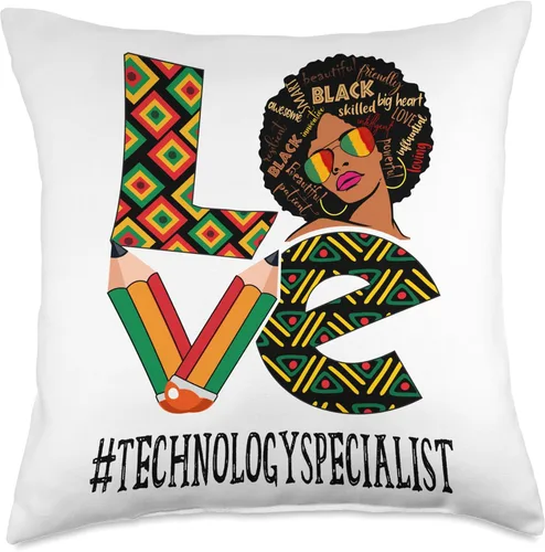Vista 4 de Technology Specialist Love Afro African Black History Month Throw Pillow