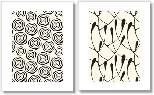 Vista 2 de Mid Century Modern Wall Art Prints - Botanical Abstract Pattern Wall Decor - (Set of 6) - 8x10 - Unframed (Black/Cream)
