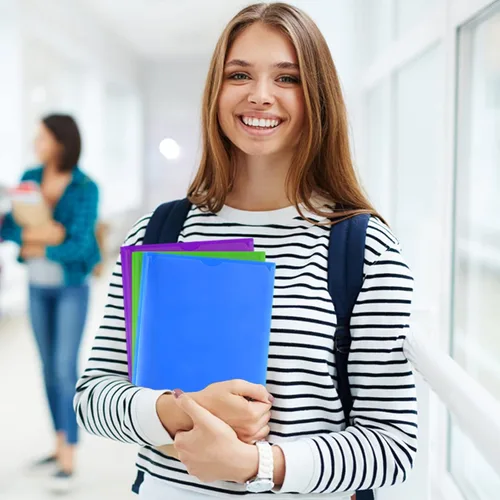 Vista 8 de Officygnet Paquete de 8 carpetas de 2 bolsillos con cierre de 3 puntas, carpeta de plástico resistente con bolsillo frontal transparente, carpetas a