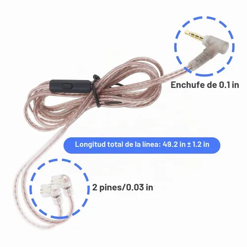 Vista 3 de The Lord of the Tools Cable de repuesto para auriculares C Pin de 0.138 in con micrófono compatible con cable estéreo KZ
