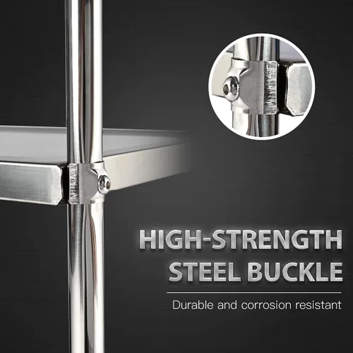 Vista 5 de Carrito de 3 estantes de acero inoxidable Amarite, 190.5 kg, 1 mm de espesor, con ruedas para servir, carro de servicio para el hogar, estante