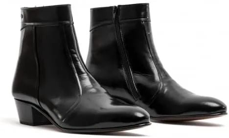 Vista 5 de Club Cubano EMMANUEL Botas de tacón cubano de cuero liso para hombre color negro