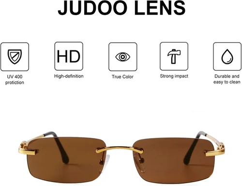 Vista 3 de JUDOO Retro Rimless Rectangle Sunglasses for Men Women Trendy Frameless Tinted Lens Eyewear