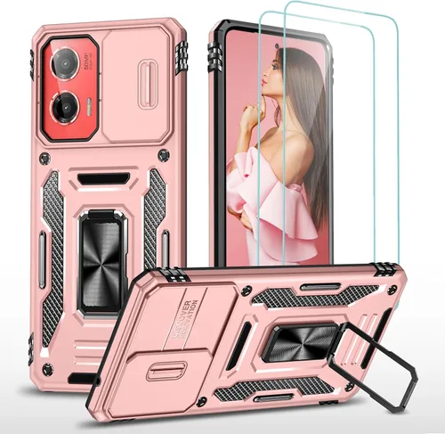 Vista 60 de Jeylly para Moto G Stylus 5G 2021 Funda con [2 Pack] Protector de Pantalla de Vidrio Templado, Protección Grado Militar Anti-Arañazos, Funda