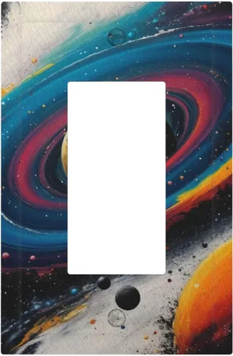 Vista 182 de Placa decorativa para interruptor de luz, diseño bohemio, abstracción, montaña y sol, 2 bandas, 1 palanca, 1 placa de pared dúplex, cubiertas