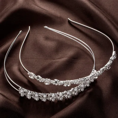 Vista 5 de TecUnite Diadema de boda con diamantes de imitación, 4 piezas de diamantes de imitación, corona de flores, hojas, tiara para mujer, tocado