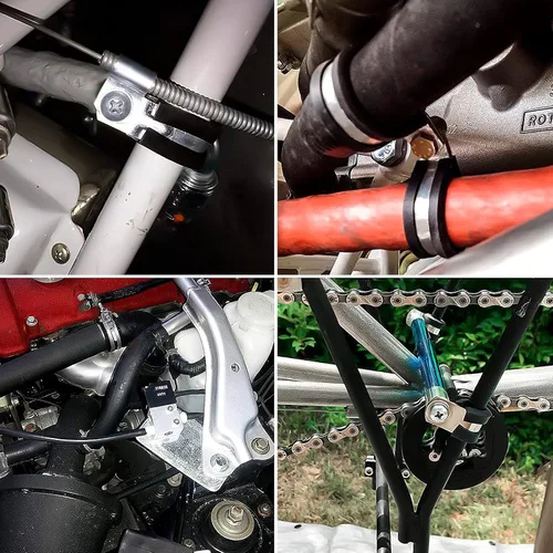 Vista 7 de Kit surtido de abrazaderas de cable, 50 abrazaderas aisladas con cojín de goma. Abrazadera de tubo de acero inoxidable