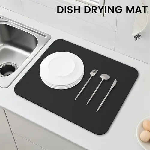 Vista 6 de WISELIFE Tapete de secado de platos súper absorbente, tapete de secado de platos grande para encimera de cocina, tapete de secado de platos fácil