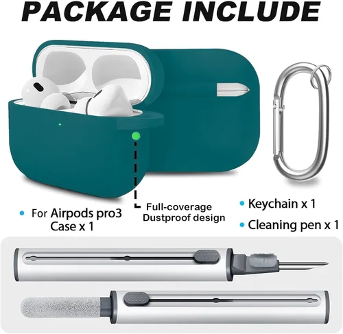 Vista 145 de Funda Protectora para AirPods 1/2, viene con kit de limpieza, funda protectora de silicona suave con hebilla, compatible con estuche de carga