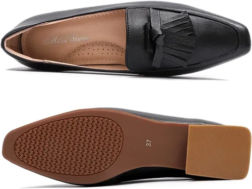 Vista 4 de Mona Flying Mocasines de cuero para mujer, estilo informal, planos, para mujeres y jóvenes