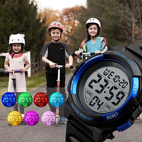 Vista 7 de Reloj digital para niños, deportivo, resistente al agua, con alarma, reloj de brazalete para niños y niñas