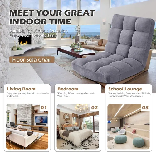 Vista 98 de Silla plegable para juegos de suelo de 14 posiciones, acolchada y ajustable, con algodón transpirable y terciopelo coral agradable a la piel