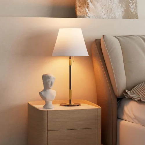 Vista 2 de Juego de 2 lámparas de mesa, modernas lámparas de noche para sala de estar, dormitorio, mesita de noche, lámparas blancas modernas vintage