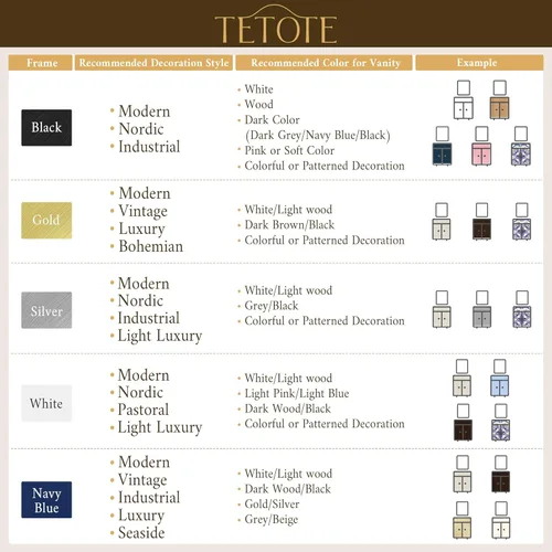 Vista 9 de TETOTE Espejo de marco dorado cepillado de 16 x 24 pulgadas, espejo de tocador de baño de latón dorado para pared, espejo enmarcado rectangular