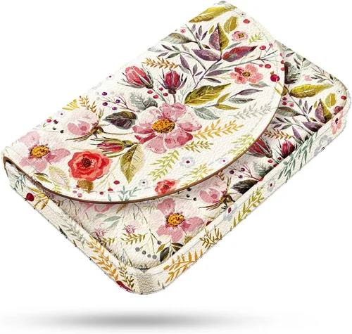 Vista 15 de Tarjetero, Estuche para Tarjetas de Visita de Cuero PU con Impresión de Color y Patrón, Porta Tarjetas con Billetera, Bolsillos Magnéticos