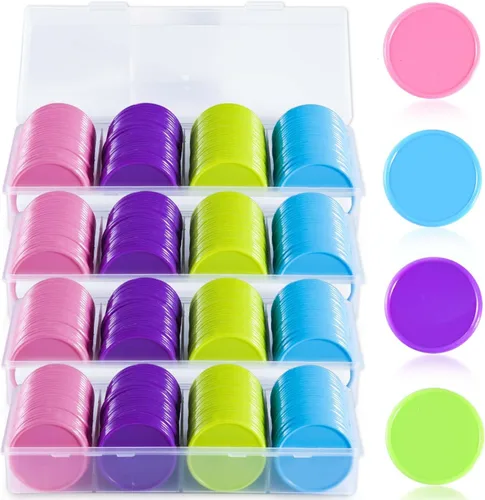 Vista 8 de SenseYo 100 fichas de póquer de 1.45 pulgadas con caja de almacenamiento para niños, conteo de matemáticas, juego de cartas