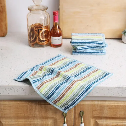 Vista 2 de Oeleky Paños de cocina para lavar platos, trapos de cocina ultra absorbentes, paños de limpieza de algodón, paquete de 8, 12 x 12 pulgadas