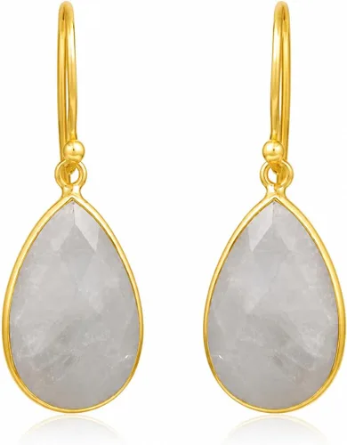 Vista 44 de Aretes de ágata musgo verde de 0.472 x 0.709 in con forma de pera de plata de ley 925, aretes de piedras preciosas hechos a mano, juego de bisel