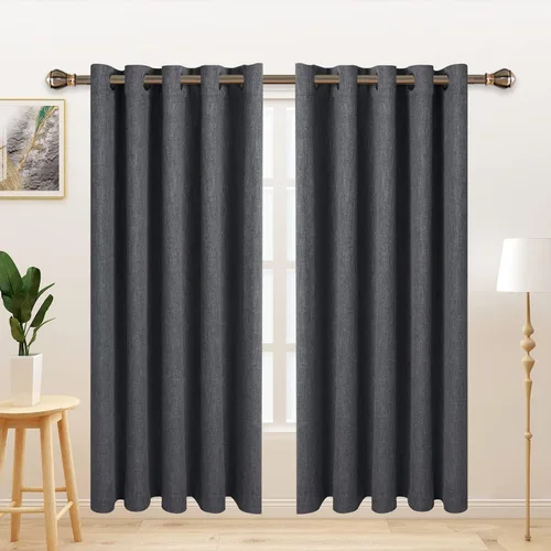 Vista 18 de LORDTEX Cortinas opacas texturizadas con aspecto de lino con forro aislante térmico, cortinas de ventana gruesas y pesadas con ojales para Azul