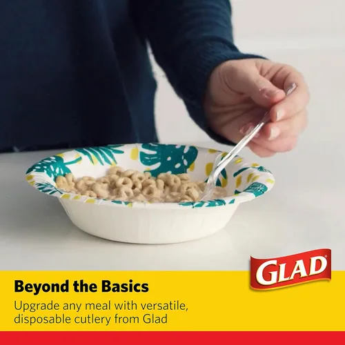 Vista 4 de Glad Tenedores de plástico transparente, 24 unidades Tenedores de plástico transparente resistentes para uso diario