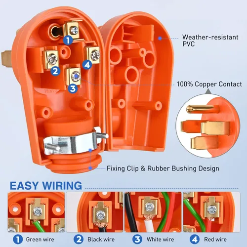 Vista 8 de Nilight Enchufe de repuesto para autocaravana de 50 amperios, 125/250 voltios, macho con mango ETL listado NEMA 14-50P para caravana, autocaravana