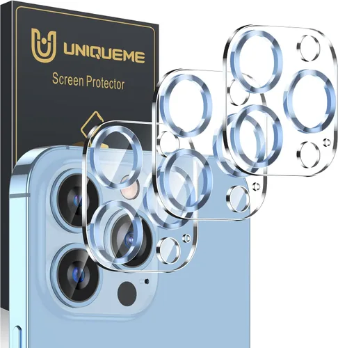 Vista 10 de UniqueMe para Paquete de 3 Protectores de Lente de Cámara para iPhone 15 Pro/iPhone 15 Pro Max, [Protección contra Caídas] [Compatible con Fundas]