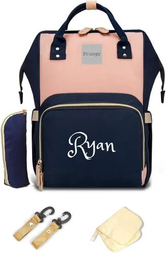 Vista 7 de Bolso de pañales grande personalizado Mochila de monograma de bolsa de pañales personalizada
