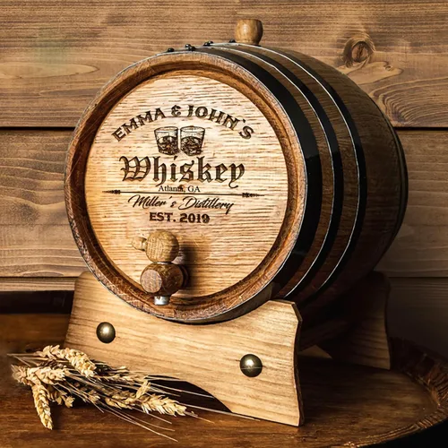 Mini barril de envejecimiento de roble grabado y personalizado para whisky, vino, escocés, bourbon – Kit completo de envejecimiento para cerveceros