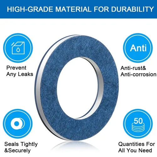 Vista 3 de Mudder 50 piezas de arandelas de aluminio para fluido de transmisión del motor, juntas de tapón de drenaje de aceite, compatibles con Toyota, Scion