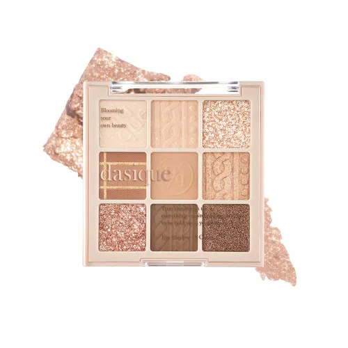 Vista 14 de dasique - Paleta de sombras #01 Sugar Brownie, libre de crueldad, 9 tonos combinables en acabados mate suave y brillante con hermosas perlas
