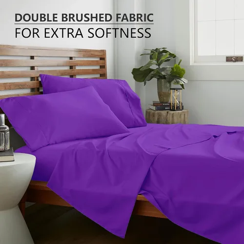 Vista 2 de American Home Collection Juego de sábanas de 4 piezas tamaño King, microfibra extrasuave, transpirable, resistente a las arrugas y a