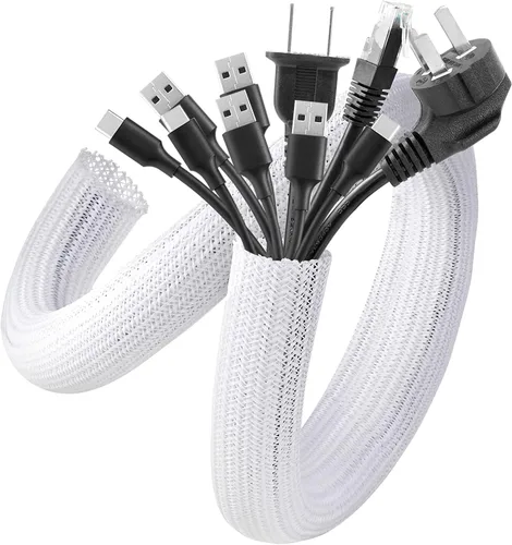 Vista 21 de AGPTEK Funda para cables, 10 pies y 1 pulgada - Organizador de cables de escritorio, ocultador de cables, gestión de cables para computadora, TV